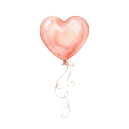 Watercolor soft coral heart balloon